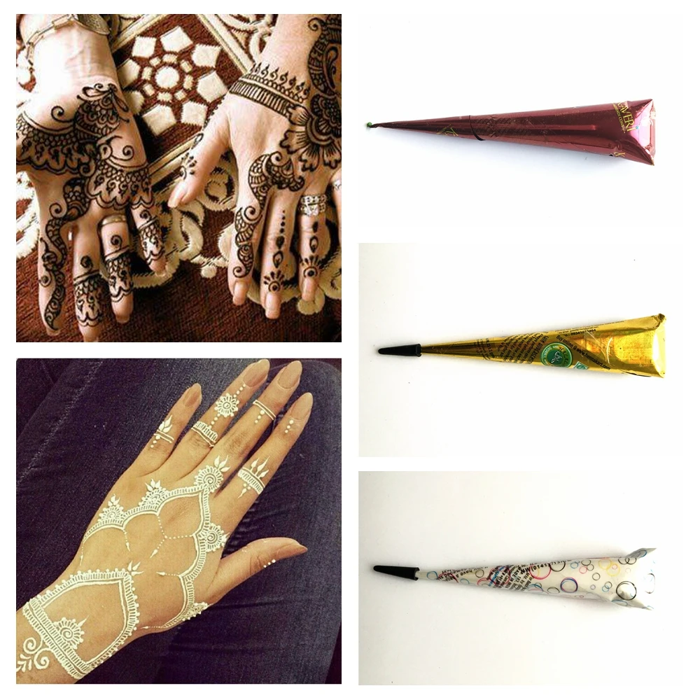 Новый пигмент индийский Водонепроницаемый Henna татуировки конусов для макияжа