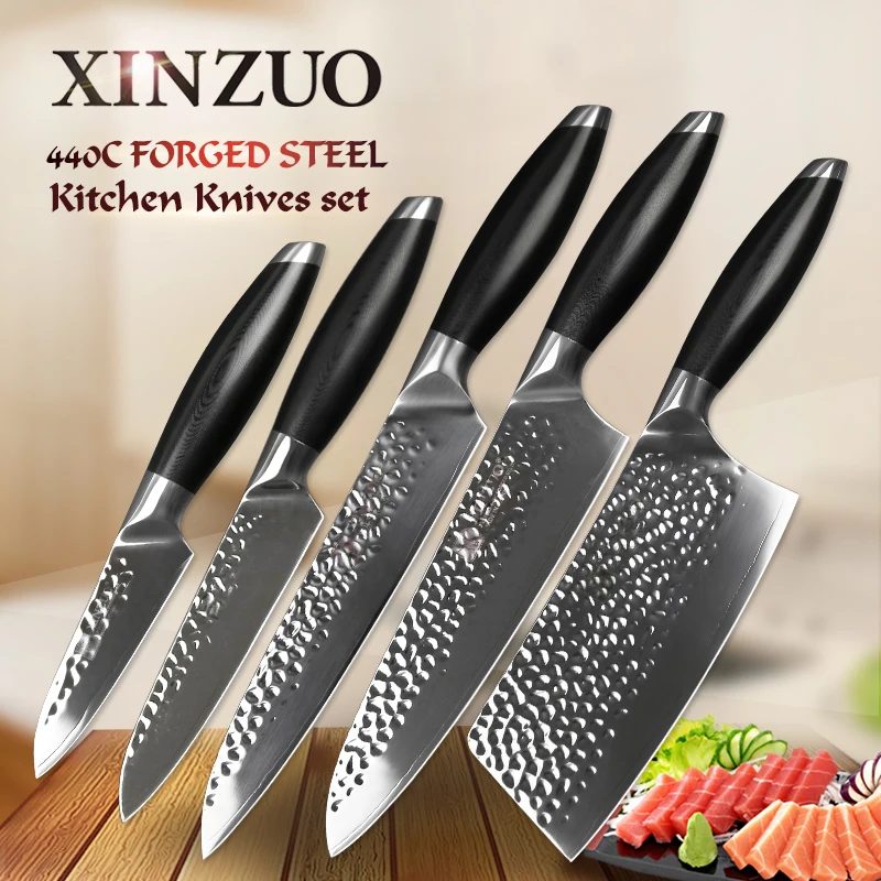 

XINZUO 5 PCS Kitchen Knives Stainless Steel High Quality Chef Cleaver Carving Fruit Utility Knife NEW Kitchen Tools G10 Handle