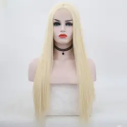 RONGDUOYI синтетические волосы на кружеве парик с волосами младенца блондинка парик шелковистые прямые волосы термостойкие Искусственные