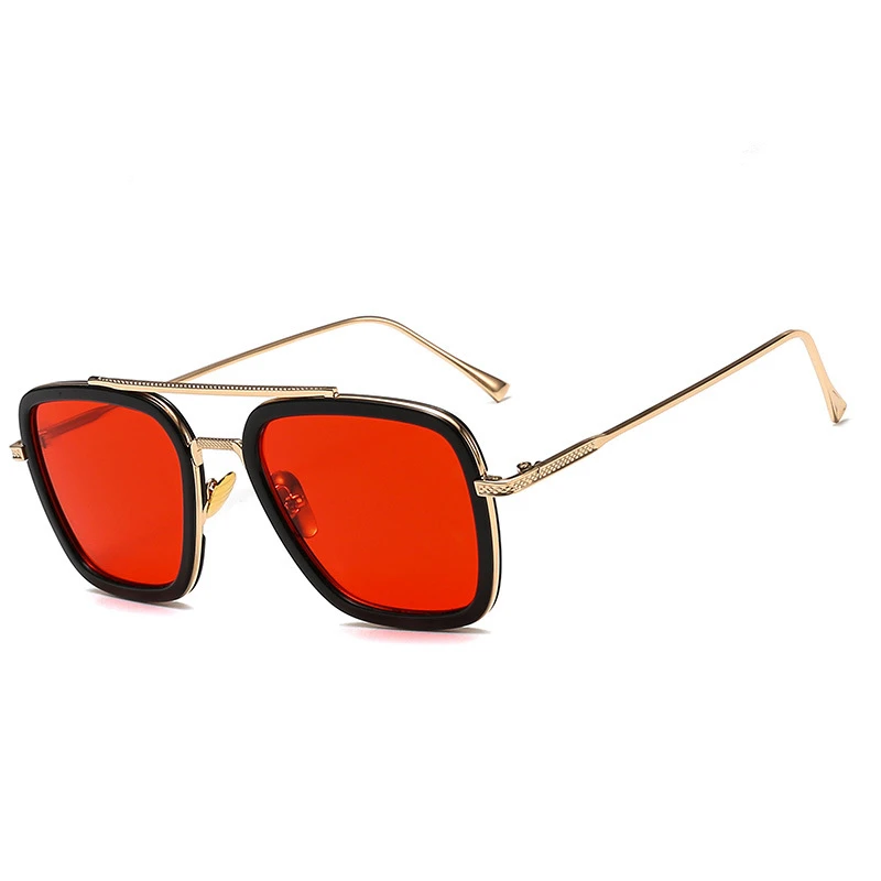 Модные Мстители Тони Старк Стильные Солнцезащитные очки Мужские квадратные авиационные очки фирменный дизайн солнцезащитные очки мужские оттенки