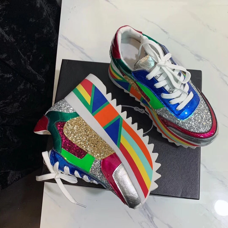 Prova perfetto 2020 Горячие BlingBling Sequins кроссовки на платформе женские разноцветные