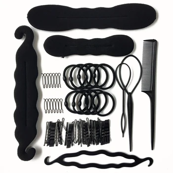 

79Pcs/Set Elastic Hair Bands Braiding Accessories Headbands Donut Hair Clips for Women Gum Elastic Hair Ring Bun Makers Hairpin