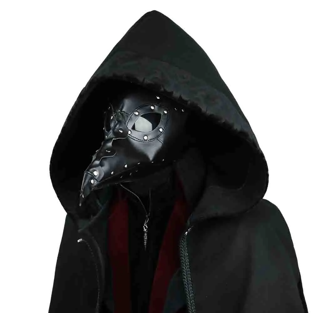 Стимпанк чума маска доктора из искусственной кожи Длинный Нос Маска Косплей черная маска с клювом костюм реквизит - Цвет: 001