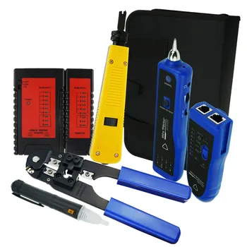 

Network Diagnostic Tool Kit Voltage Detector Punch Tool Cable Crimper Crimping RJ45 RJ11 Cable Ethernet Line LAN Wire Tracker