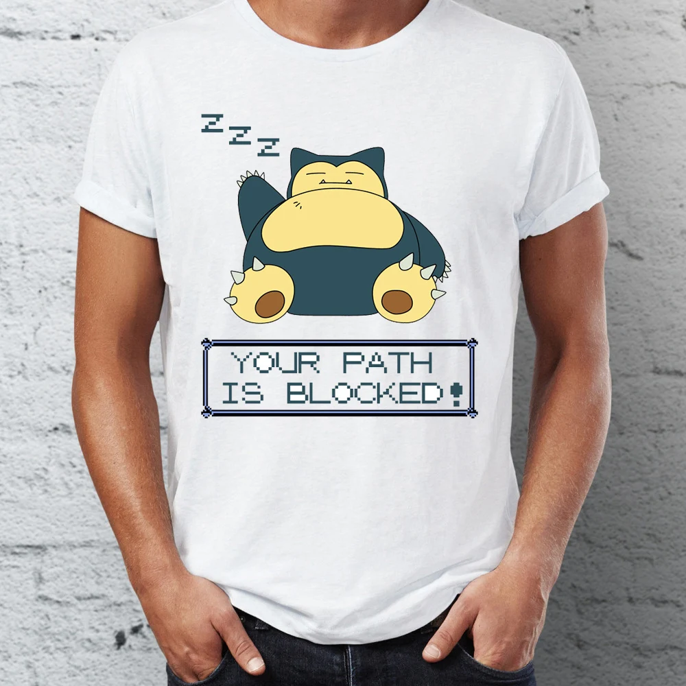 

Men's T Shirt Snorlax Your Path is Blocked Funny Pokemon Tee