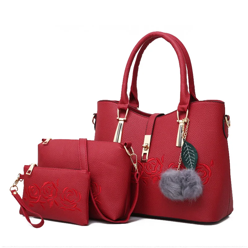 Herald модные 3 шт. кожаные сумки женская сумка через плечо известного бренда женская повседневная сумка-тоут женская сумка-мессенджер Bolsas Feminina - Цвет: Red