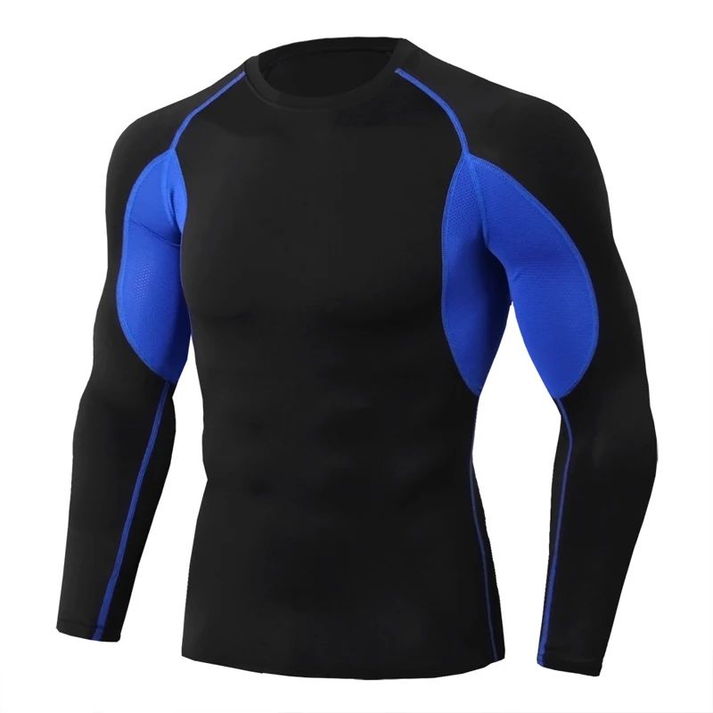 

Gyms Patchwork Mens Compression T Shirt Men Tights Casual Fitness Crossfit Tees Quick Dry Long Sleeve T Shirts Dropshipping