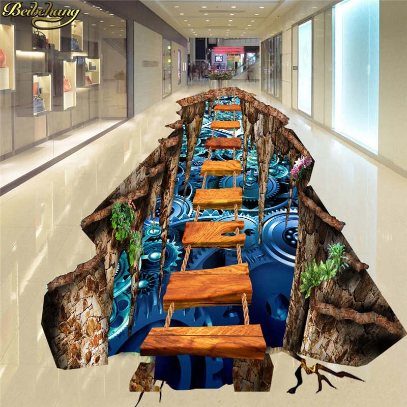 beibehang Custom Wallpaper Floor Painting 3D Scratch Gear High Definition 3D Flooring papel de parede