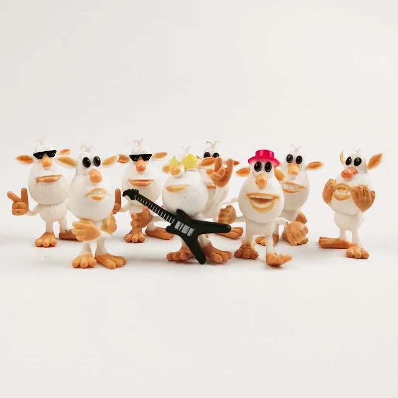 

8pcs Russia Cartoon Anime Figures Little White Pig Booba Buba Stuffed Action Figure Kawaii Doll Cute Gifts for Children