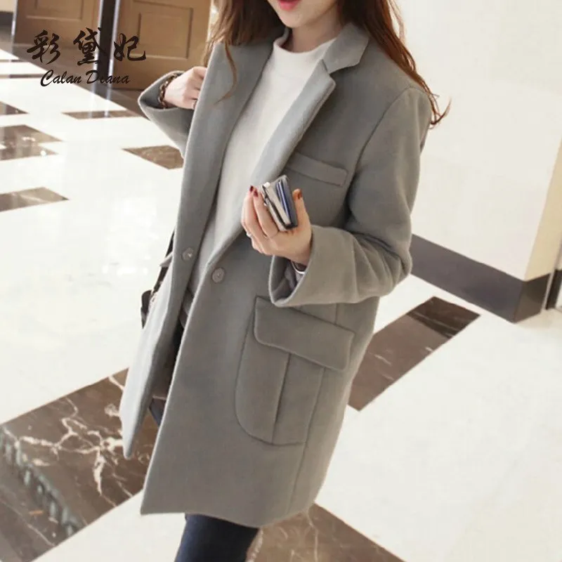 Cappotto donna kaban, шерстяное длинное пальто для женщин, свободное шерстяное пальто и куртка для женщин, осенне-зимнее манто femme hiver - Цвет: gray