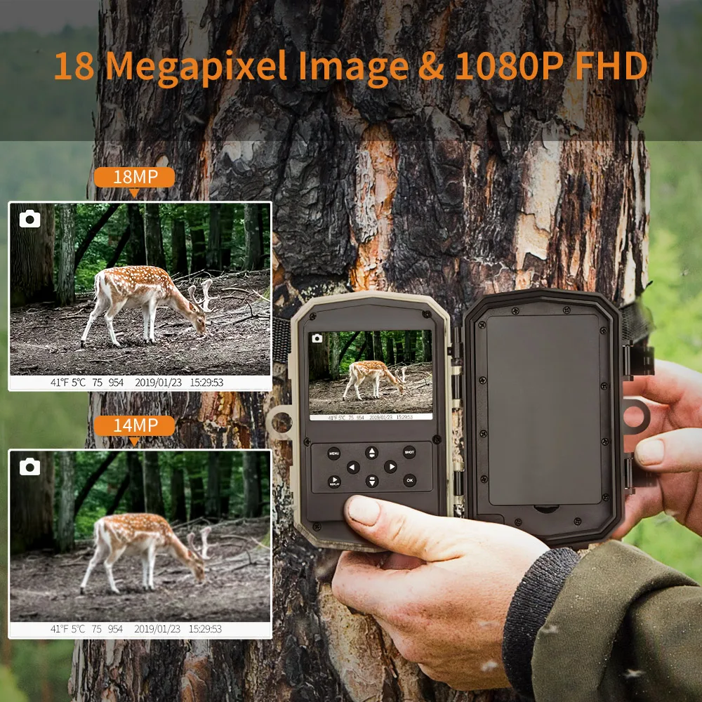 BOBLOV H883 18MP 1080P 120 градусов объектив PIR охотничья камера 24 инфракрасных светодиода Скаутинг дикой природы камера ночного видения s