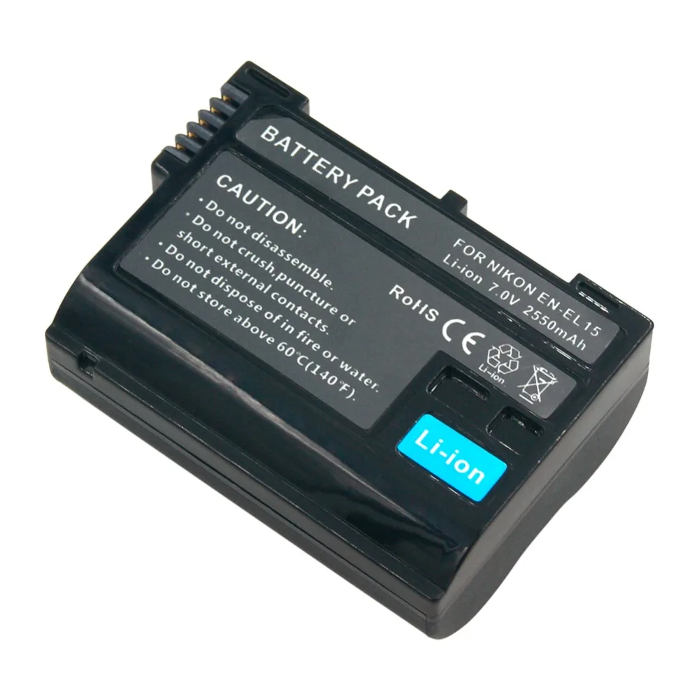 Preise 2PCS Wiederaufladbare Digitale batterie EN EL15 EN EL15 2550mAh Li Ion kamera akku für Nikon D7500 D7000 D500 D600 D800 d8100