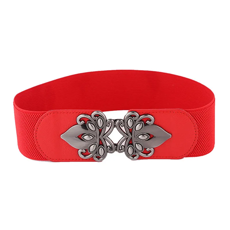 Retro Totem Wide Waistband Elastic Stretch Dress Waist Belt Buckle band ladies Belts for women Fashion Accessory 40FE0513