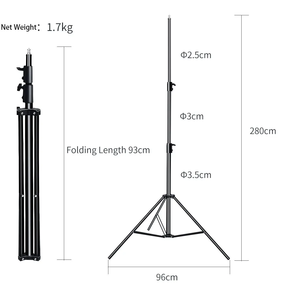 Godox 2.8M 110in Heavy Duty Light Stand Tripod with 1/4 Screw for Photo Studio Softbox Video Flash Umbrellas Reflector Lighting