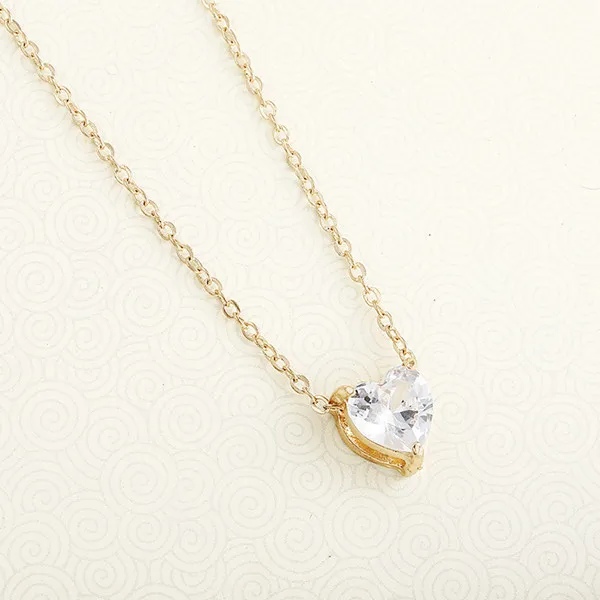 Кристальное ожерелье с кулоном для женщин золотого цвета простая короткая цепочка блестящее сердце модное ожерелье для свадьбы подарок на день рождения X41 - Окраска металла: Golden Color