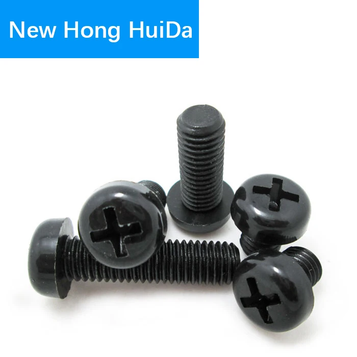 

M3 Black Nylon Round Pan Head Machine Screw Metric Cross Recessed Phillips Plastic Board Thread Bolts