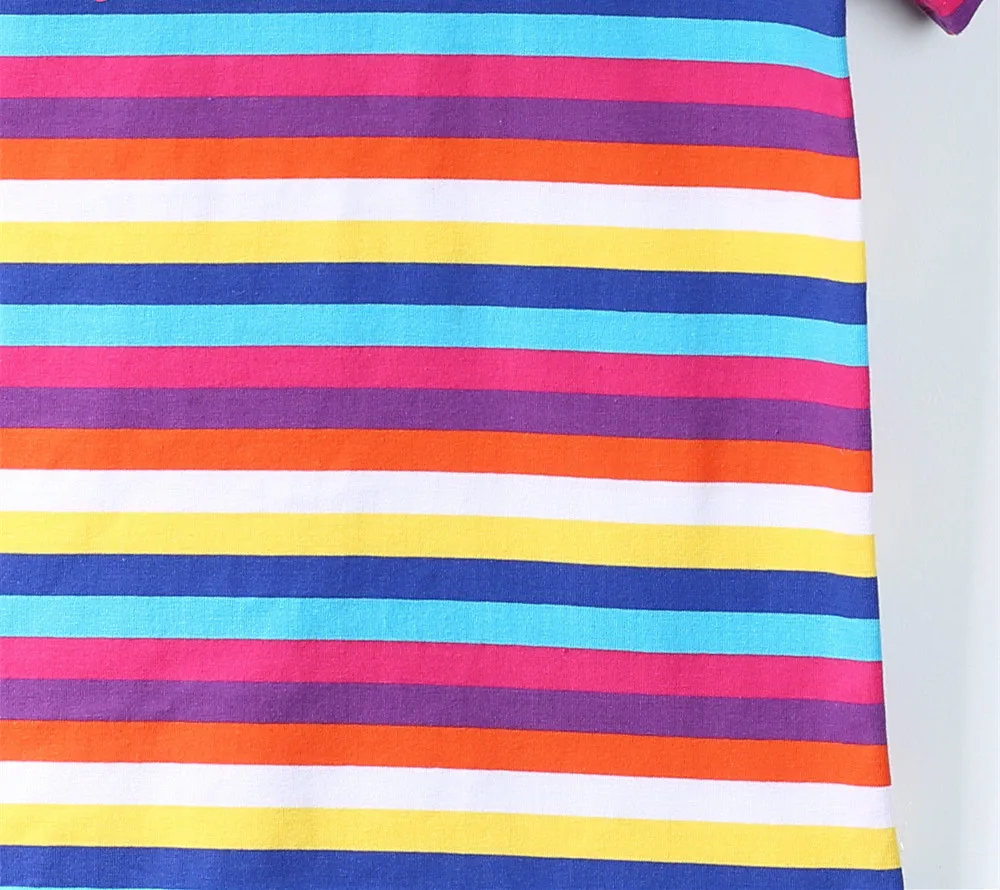  Scsech Children's Summer Rainbow Striped T-Shirt Crown Short Sleeve Cotton Round Neck Baby Boys& Girls Clothes Kids SHR19 (7)