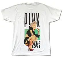 PINK “TRUTH BOX TOUR 2013 (PHX-BOS)” WHT T-SHIRT ABOUT LOVE ADULT P!NK MUSIC NEW camisas slim fit