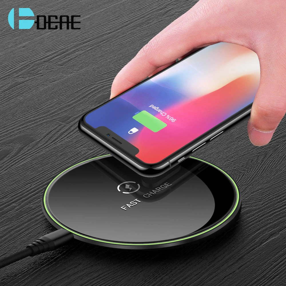 DCAE Qi Wireless Charger For iPhone XS Max XR X 8 Plus Quick USB 10W Fast Charging Pad Dock For Samsung S8 S9 S7 Note 8 9 Xiaomi