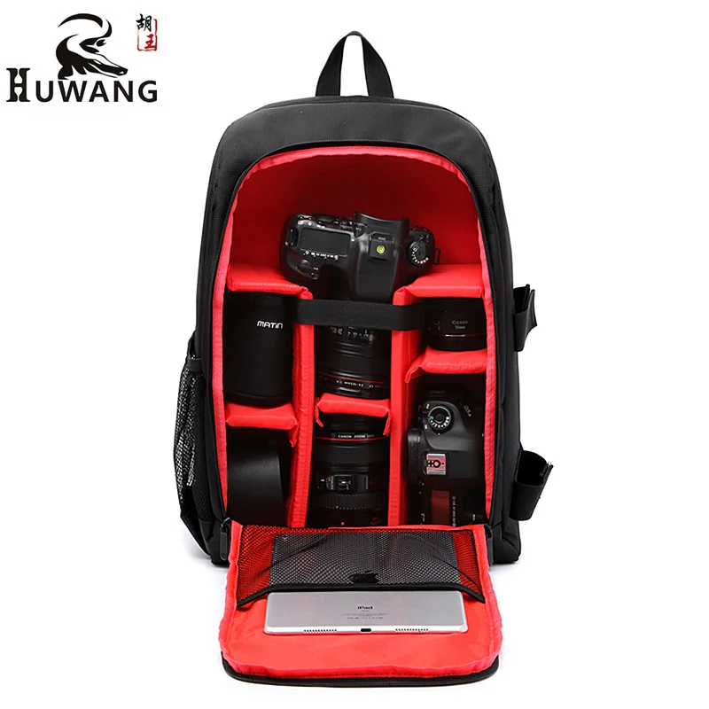 HUWANG Upgrade Waterproof DSLR Photo Padded Backpack w/ Rain Cover for