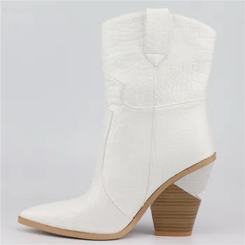 

EUR SIZE 34-46 New 2020 New Brand High quality mid calf boots Women autumn winter boots thick high heels Western ladies botas