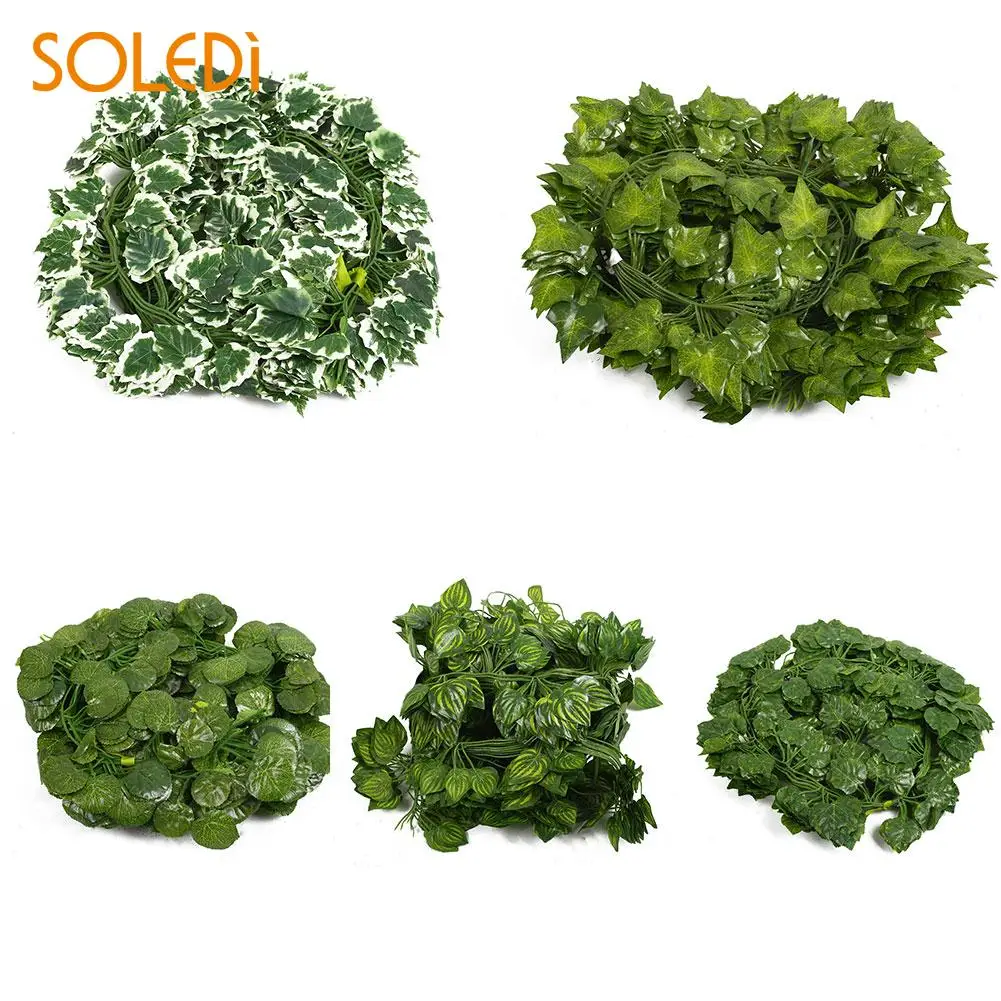 

2M Long Artificial Plants Green Ivy Leaves Artificial Grape Vine Fake Parthenocissus Foliage String Wedding Party Home Decor