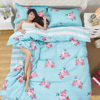 

UNIKEA . . Summer Polyester cotton Duvet Cover set 4 pcs comforter Cover Bedding set lattice style Queen Full Twin size