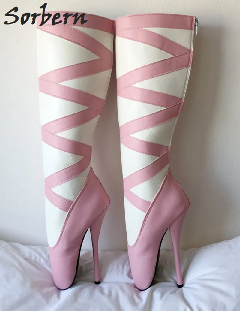 Zipper White Knee Shoes And Boots Custom High Booties Women Sm Wide Pink discount Stop118 Sorbern Unisex Heel Back Fit Last Leg Ballet 18Cm 8 Zipper White Knee Shoes 8