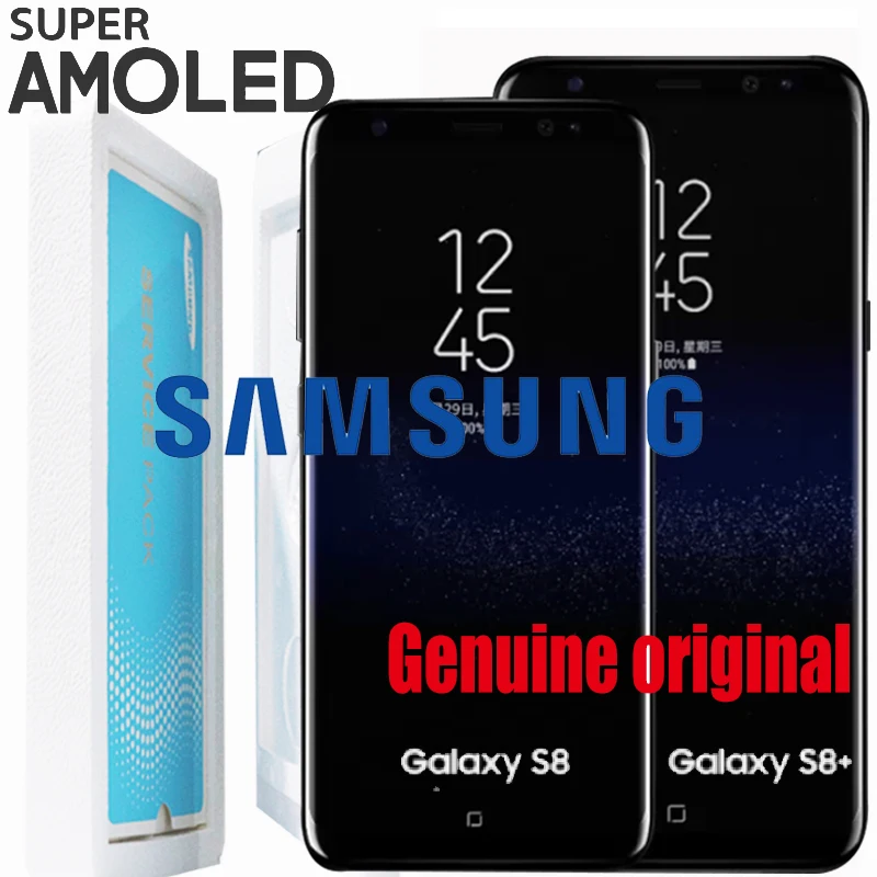 SUPER AMOLED S8 ЖК-дисплей с рамкой для Samsung Galaxy S8 g950 G950F Дисплей S8 плюс G955 G955F Сенсорный экран планшета