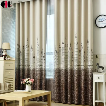 

French curtains bedroom Castle princess beige and Blue Cloth Sheer tulle Curtains for the hall curtains for living Room WP230C