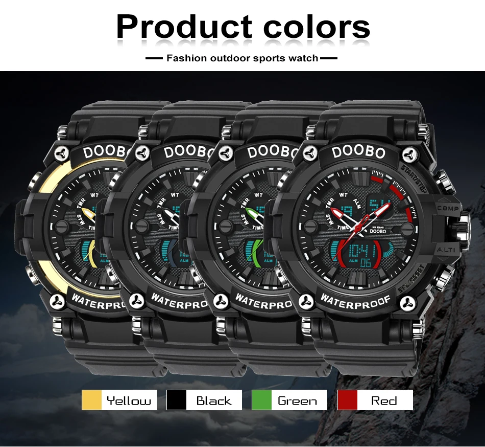 Новые мужские кварцевые цифровые часы мужские спортивные часы Relogio Masculino DOOBO S Shock Relojes светодиодный военный водонепроницаемый наручные часы