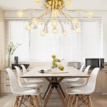 

Creative led crystal living room ceiling lamp modern simple atmosphere European restaurant lamp led ceiling lamp lighting lamp