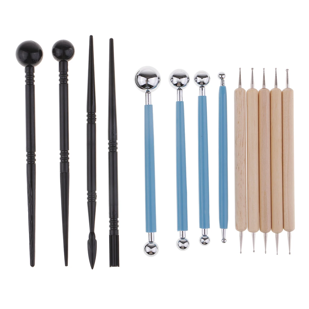 13 Pieces/set Pottery Ceramic Polymer Clay Dotting Sculpting Modeling Tools Hobbies Kit Ball Stylus Wooden Cutter | Дом и сад