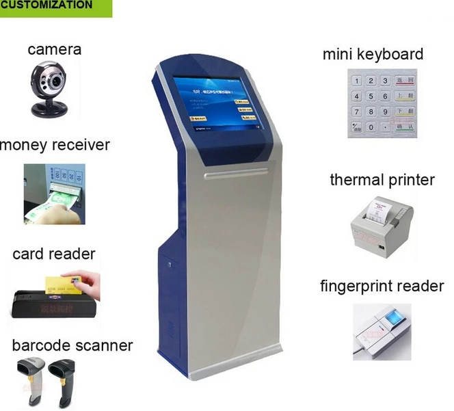 WIFI Touch screen self service with thermal printer payment terminal atm kiosk Ticket Vending Machin