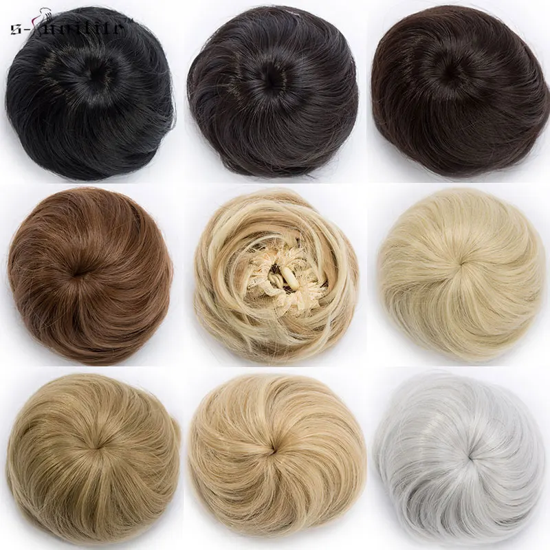 Synthetic Adjustable Hair Scrunchie Straight Chignons Hair Bun Extensions Natural Fake Bun Straight Drawstring Ponytails