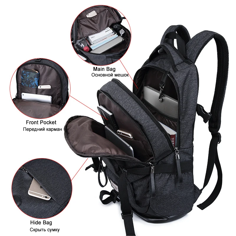 Mochila escolar informal de gran capacidad con USB para hombre, Mochila de viaje antirobo, Mochila impermeable para ordenador portátil, Mochila para hombre, Mochila