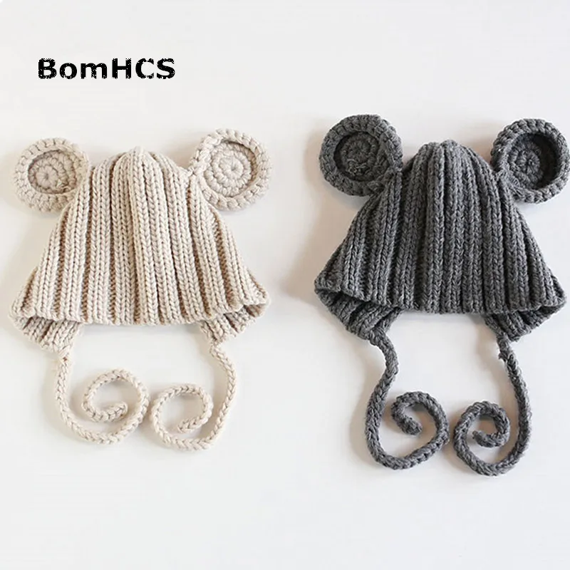 

BomHCS Cute Baby's Cat Ears Triangle Beanie 100% Handmade Knit Kid's Hat for Age 3-10