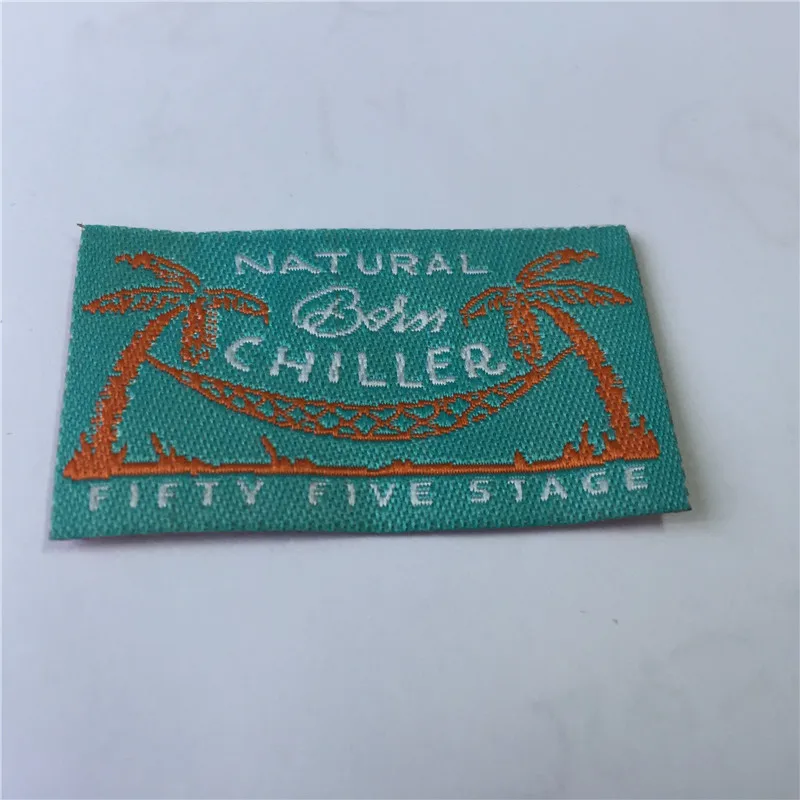 Custom 2.5*4cm double density woven label flag label customized garment woven label for clothing main label