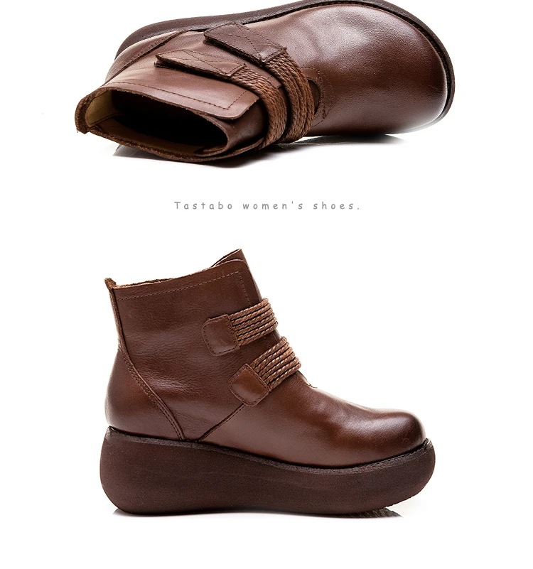 Tastabo/ботинки ручной работы; цвет черный, коричневый; бархатные ботильоны; женская обувь на рифленой подошве; Удобная подкладка; Повседневная обувь в стиле ретро
