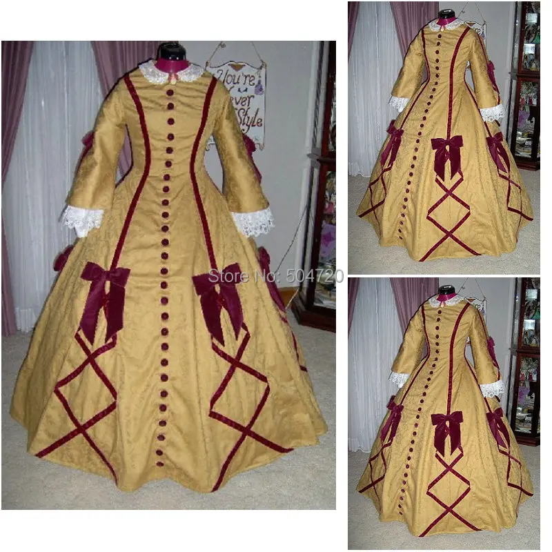 

Historical!R-163 19 century Vintage costume 1860S Victorian Lolita/Civil War Southern Belle Ball Halloween dresses All size