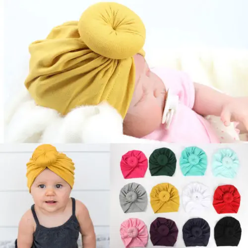 

UK STOCK Kids Baby Girl Turban Flower Head Wrap Adjustable India Hat Cotton Cap