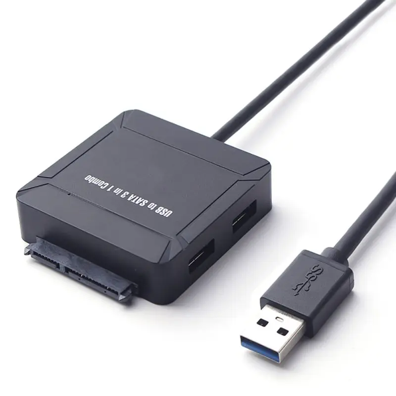 

USB 3.0 to SATA Adapter Cable for 2.5 3.5 HDD SSD Hard Disk Drive Dual USB HUB & SD/TF Card Reader Sata Adapter with EU US Power