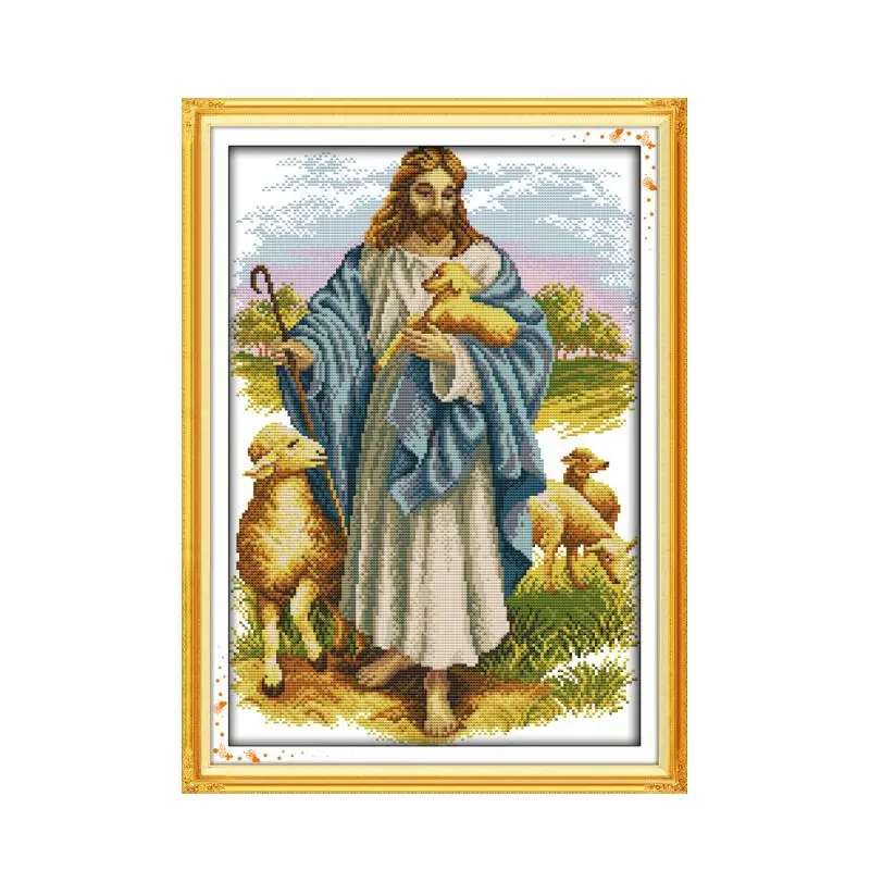 

Jesus Christ of the Savior Handmade Embroidery Painting, Jesus Christ Shepherdess Christian Catholic Chinese Embroidery Ornament