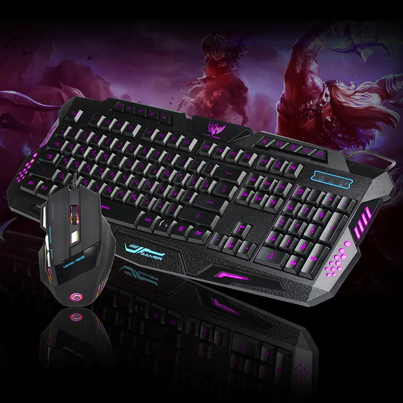 

New Professional Keyboard Mouse Combo Backlit LED Gaming+Colorful Game Mouse 7 Buttons Set
