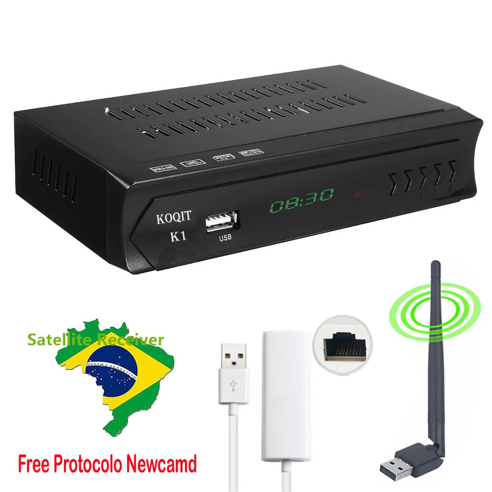 Brasil Koqit K1 стабильный сервер Клайн рецепторов цифровой DVB S2 Спутниковое ТВ-приемник-тюнер USB RJ45 Wi-Fi YouTube Клайн Biss Vu IP ТВ