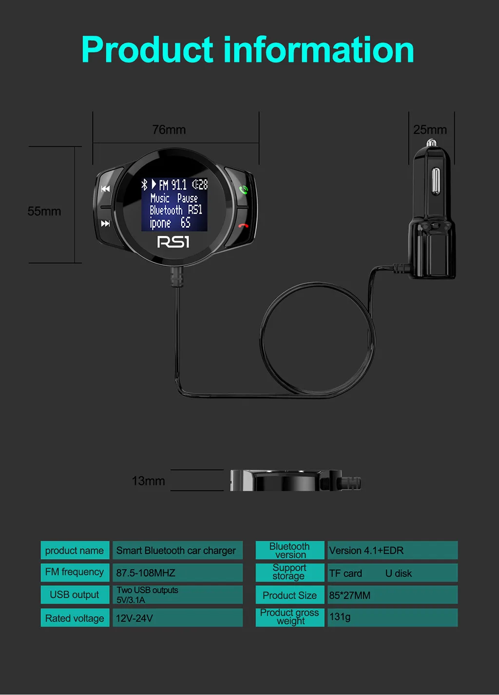 Автомобильный Bluetooth fm-передатчик Aux беспроводной Hands-free автомобильный телефон музыкальный приемник адаптер USB зарядное устройство TF карта