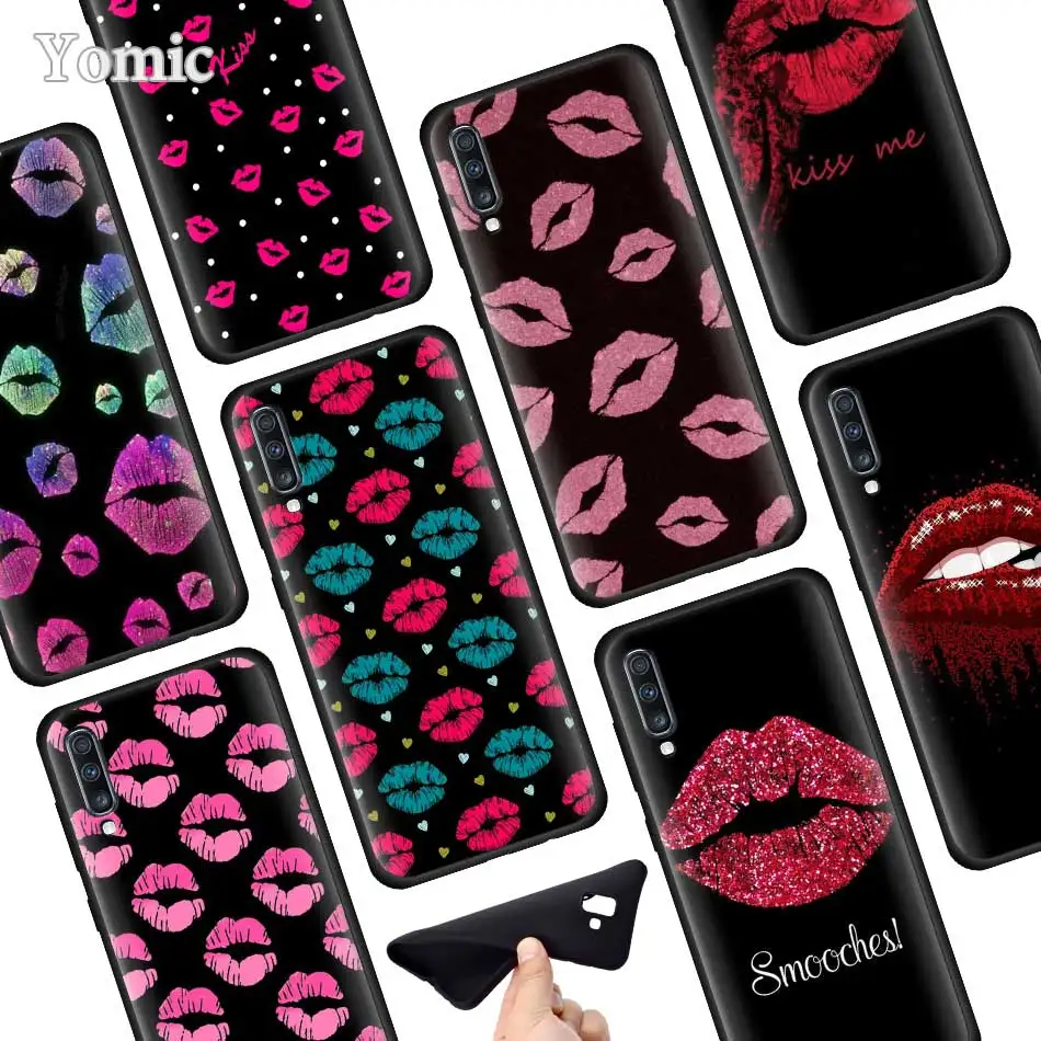 

Silicone Soft Phone Case for Samsung Galaxy A50 A40 A70 A30 A20 A80 A6 A7 A8 Plus 2018 Back Case Sexy Girl Lips Kiss