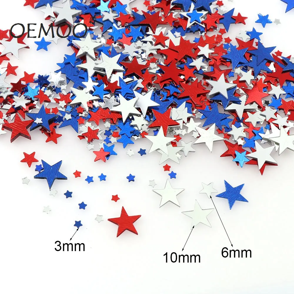 

15g Mixed size American flag colored five-pointed star Confetti For Wedding throwing confetti Christmas decoration supplies