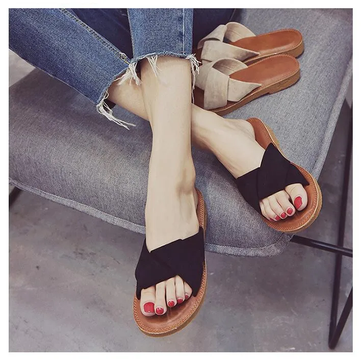 knotted slides designer flat heel