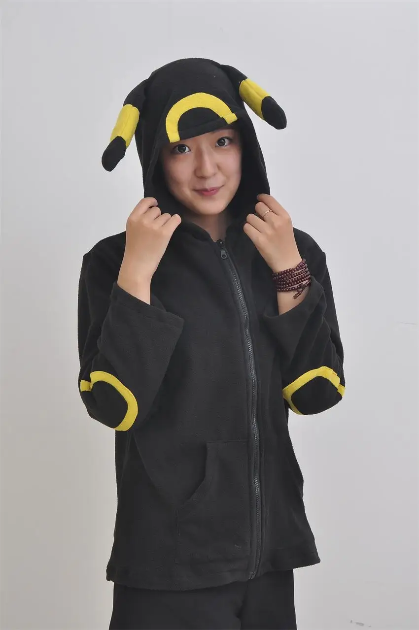 Women's Black Umbreon Hoodie Outerwear Jacket Sweatshirt Unisex - Main Image